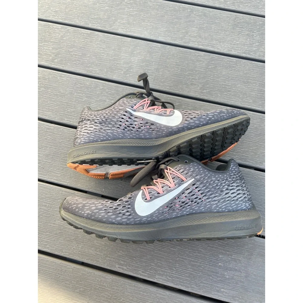 Nike Zoom Winflo 5 Running Shoes Grey Black Pink Women's 7